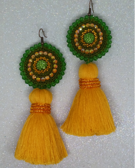 Háčkované  dizajnové náušnice "Sladké mangové suflé"